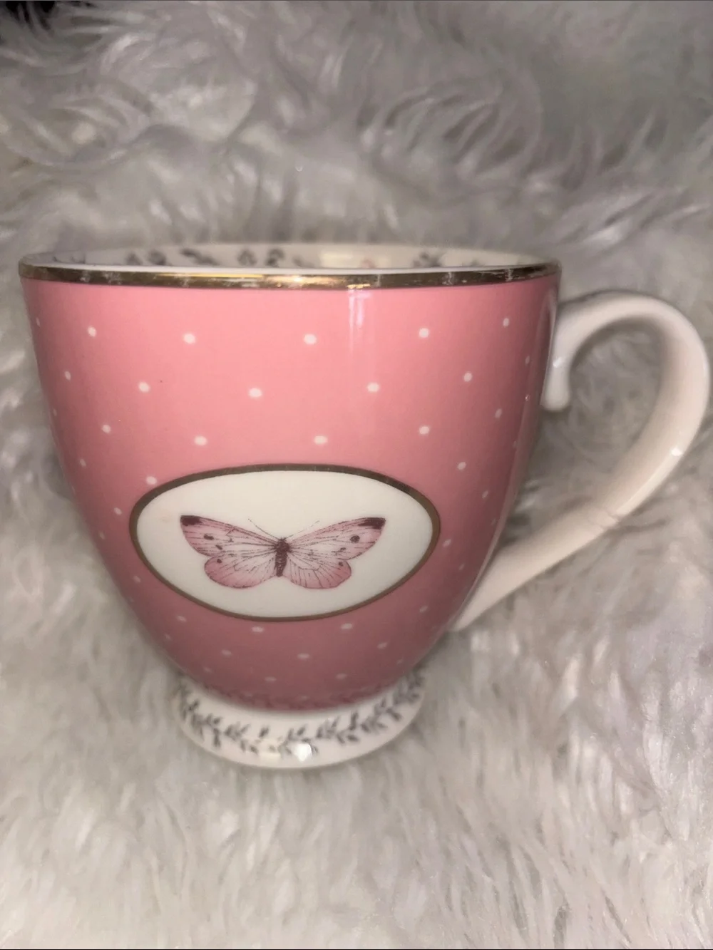The English Mug Coffee Tea Dainty Feminine Pink Butterflies Floral 12oz